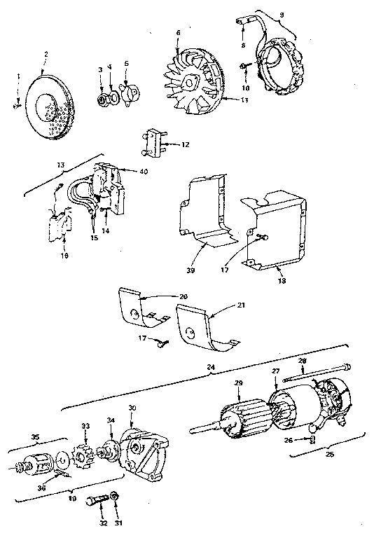 Alternator And Starter Motor Group Diagram and Parts List for 402707-0151-02  Briggs and Stratton Engine